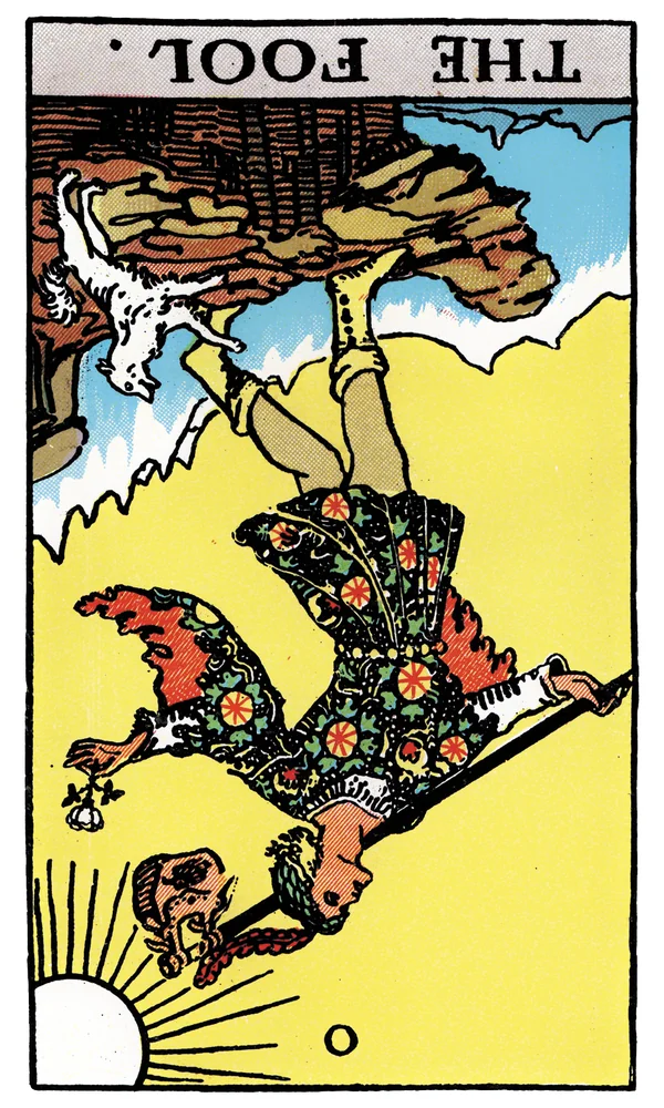 Tarot card The Fool reversed