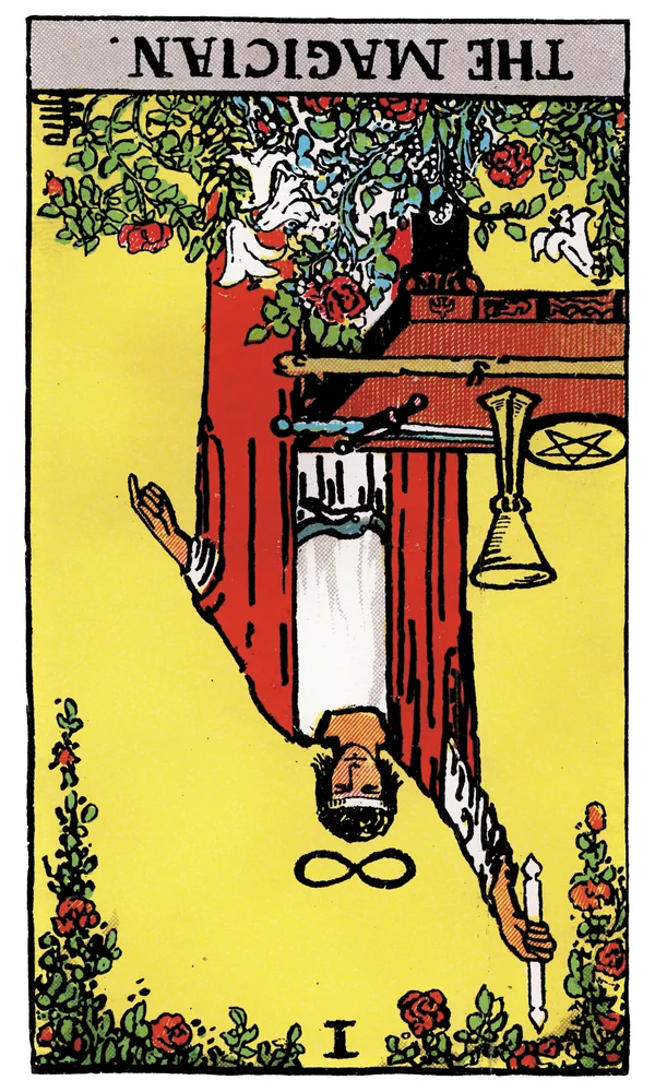 Tarot card The Magician reversed
