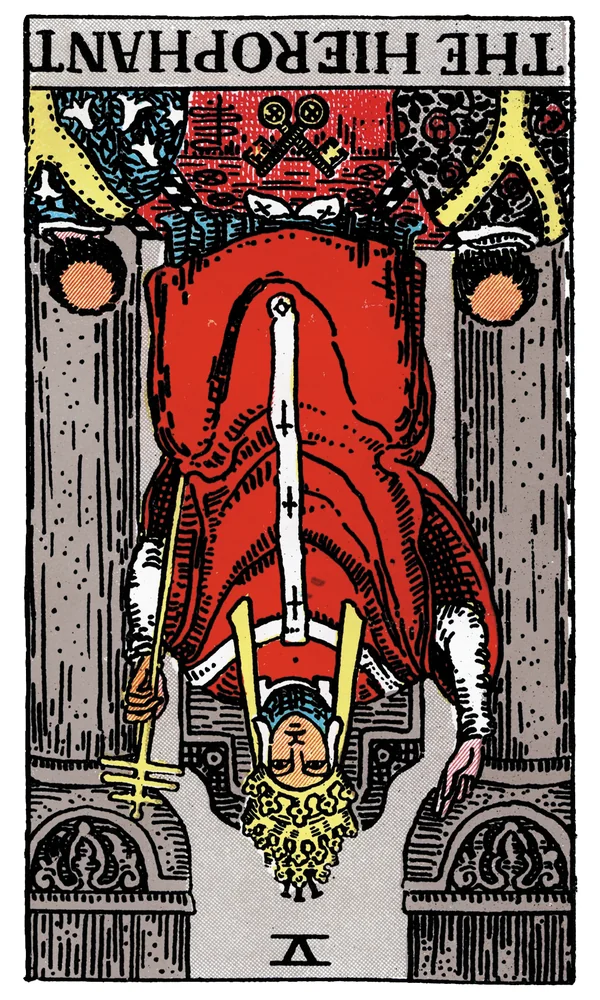 Tarot card The Hierophant reversed