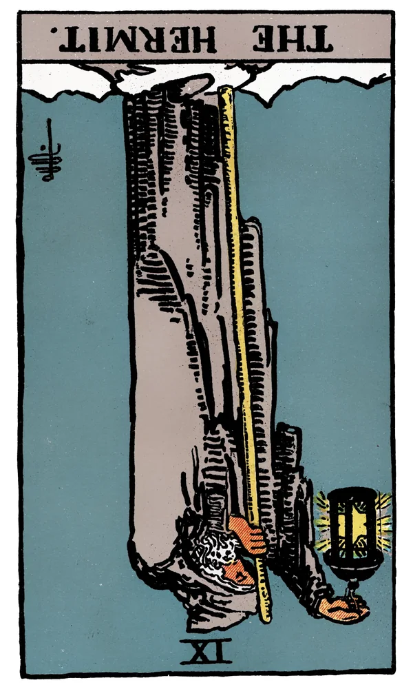 Tarot card The Hermit reversed
