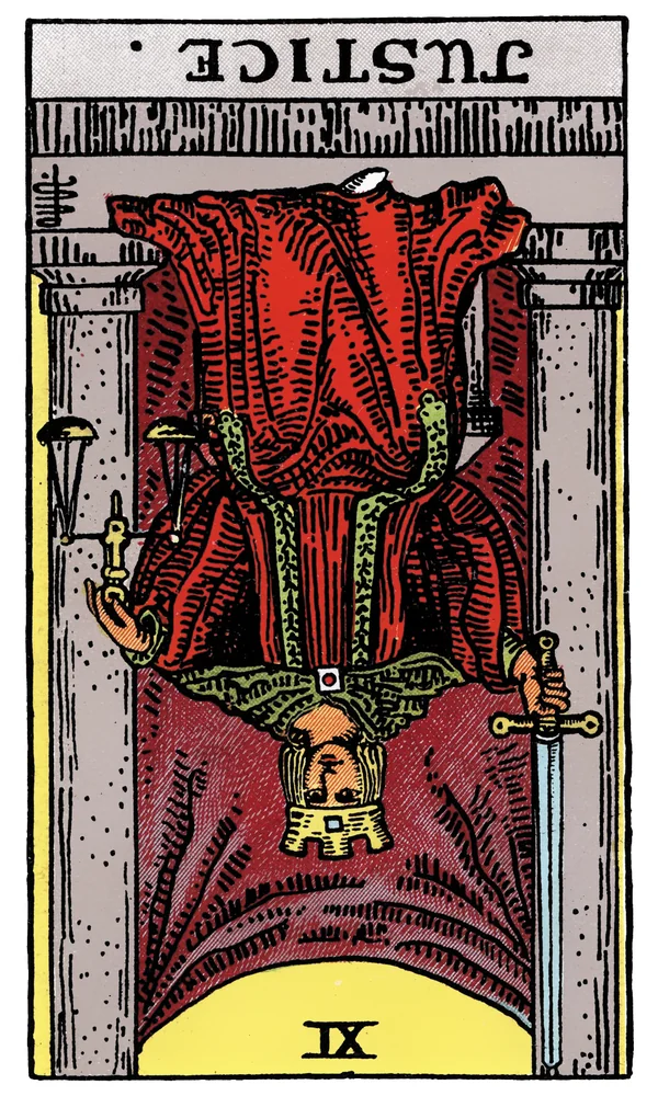 Tarot card Justice reversed