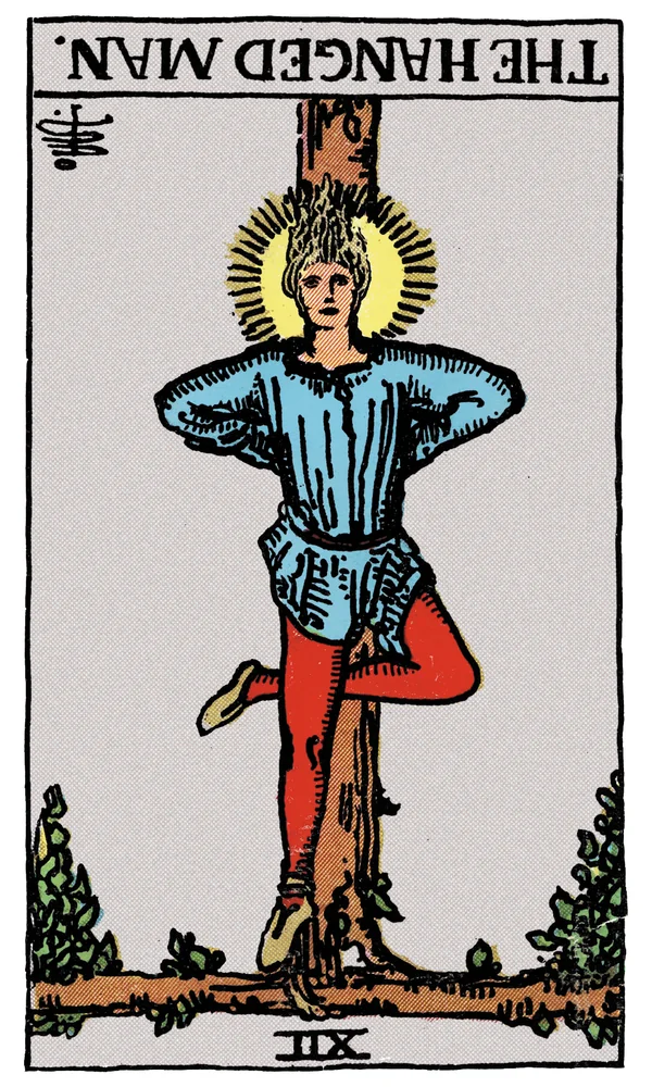 Tarot card The Hanged Man reversed