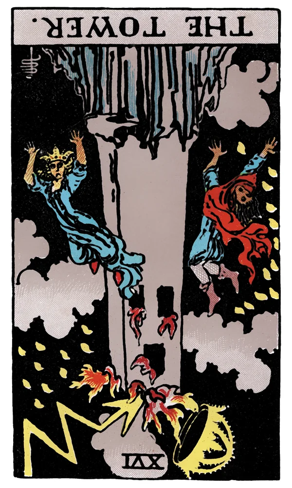 Tarot card The Tower reversed