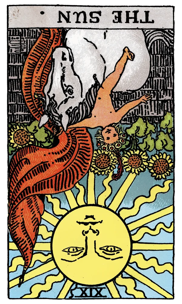Tarot card The Sun reversed