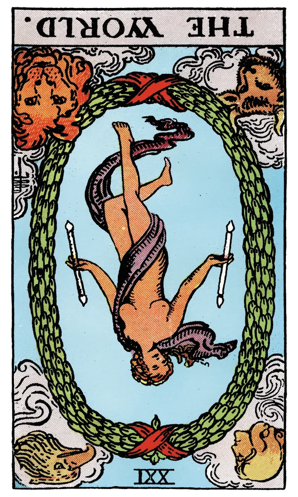 Tarot card The World reversed