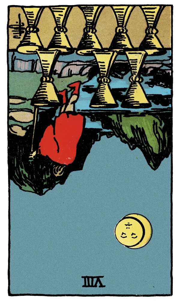 Tarot card Eight of Cups reversed