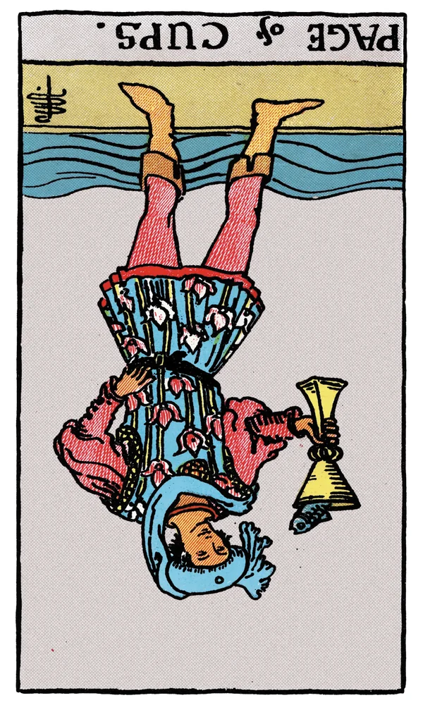 Tarot card Page of Cups reversed