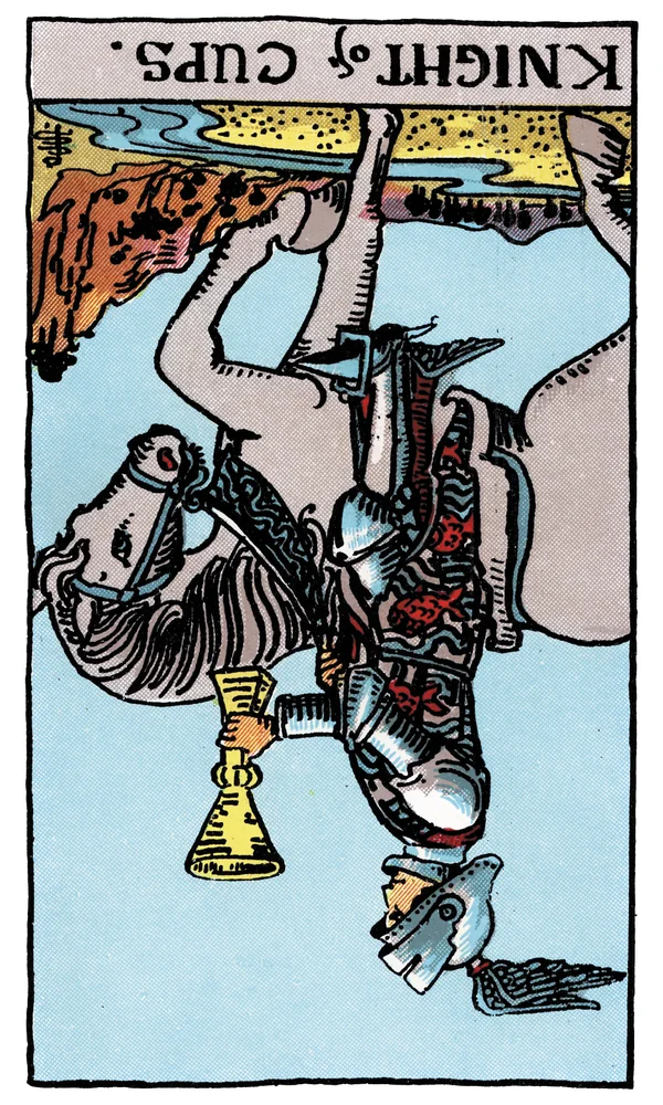 Tarot card Knight of Cups reversed