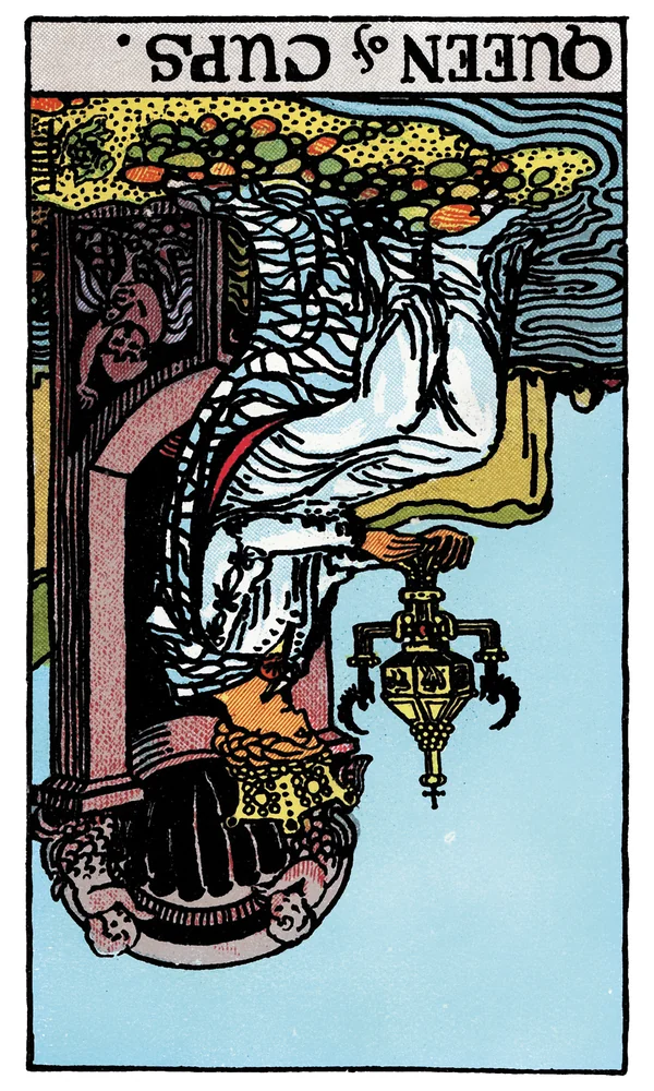 Tarot card Queen of Cups reversed