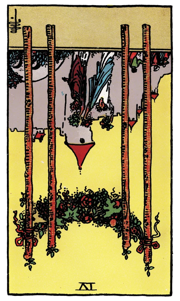 Tarot card Four of Wands reversed