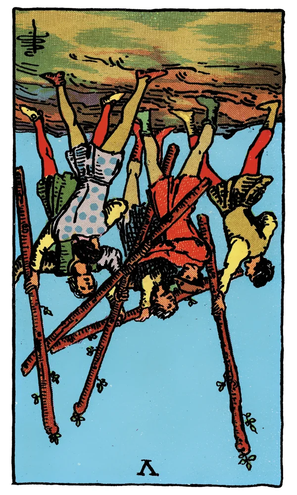 Tarot card Five of Wands reversed