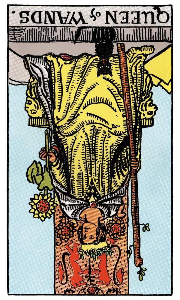 Tarot card Queen of Wands reversed
