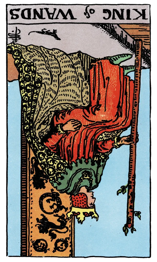 Tarot card King of Wands reversed