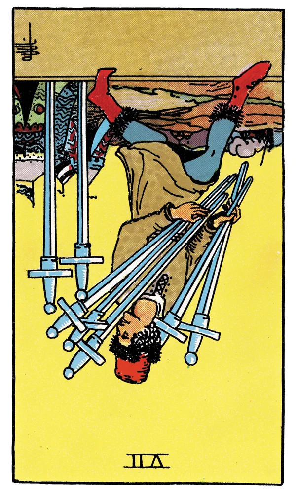 Tarot card Seven of Swords reversed
