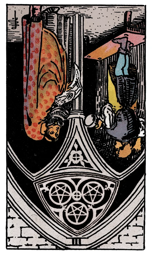 Tarot card Three of Pentacles reversed