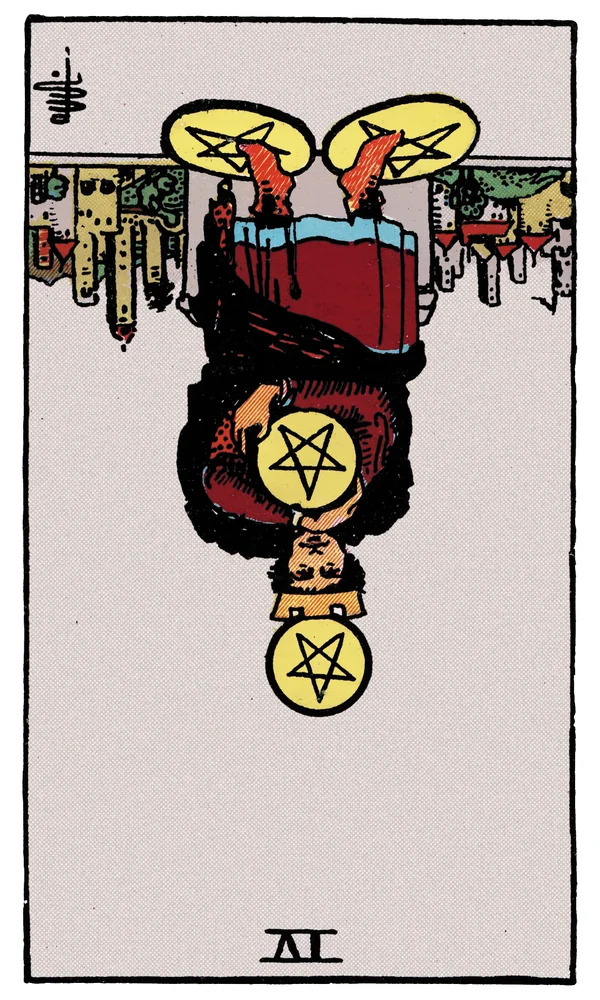 Tarot card Four of Pentacles reversed