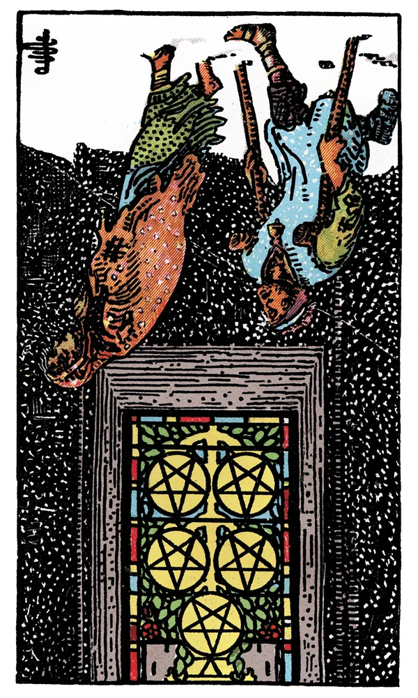 Tarot card Five of Pentacles reversed
