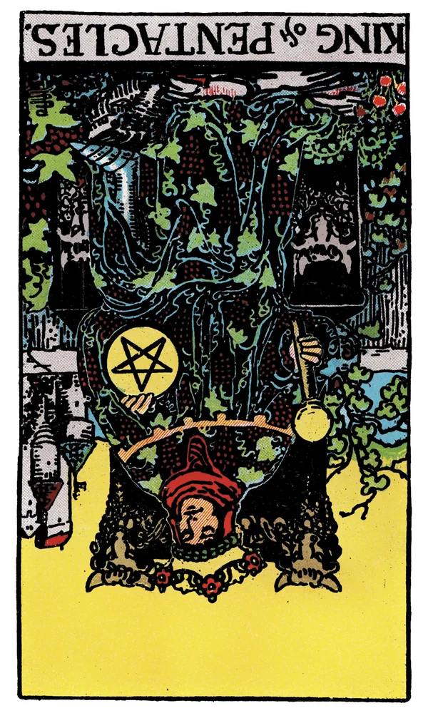 Tarot card King of Pentacles reversed