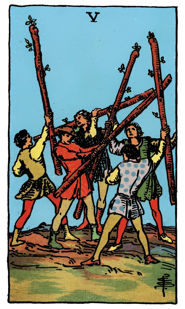 Tarot card Five of Wands