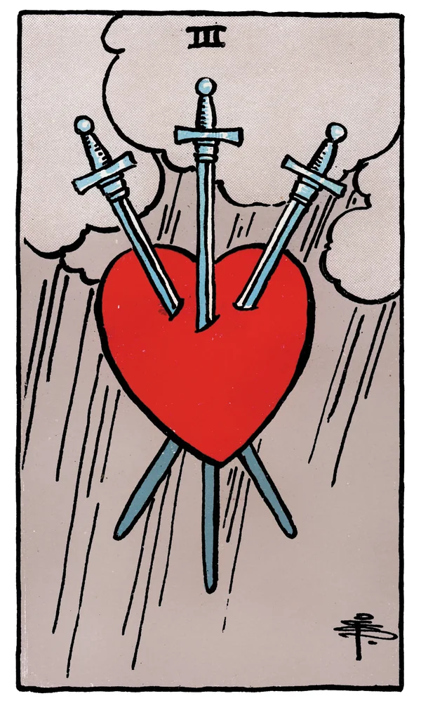 Tarot card Three of Swords