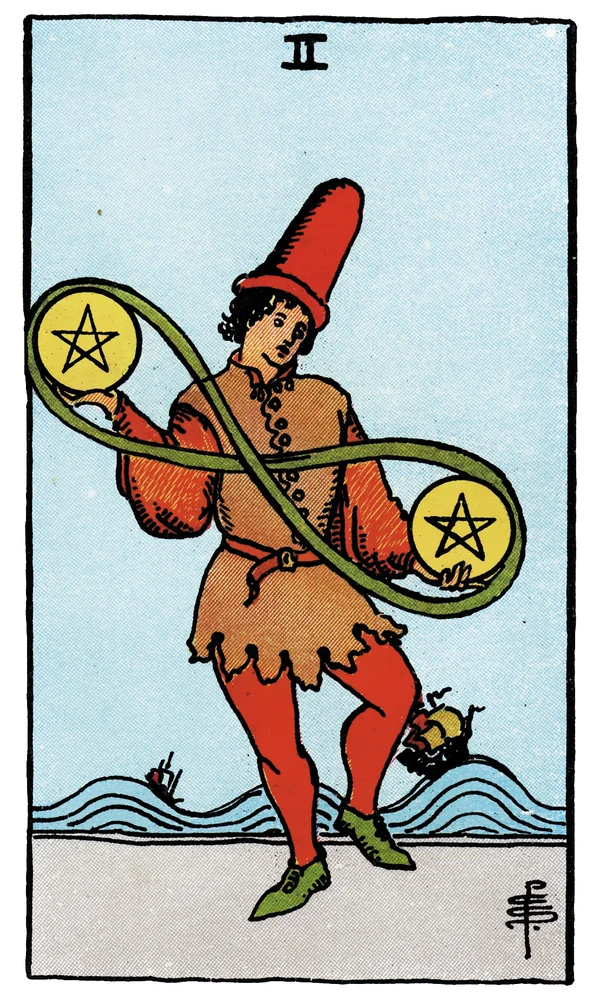 Tarot card Two of Pentacles