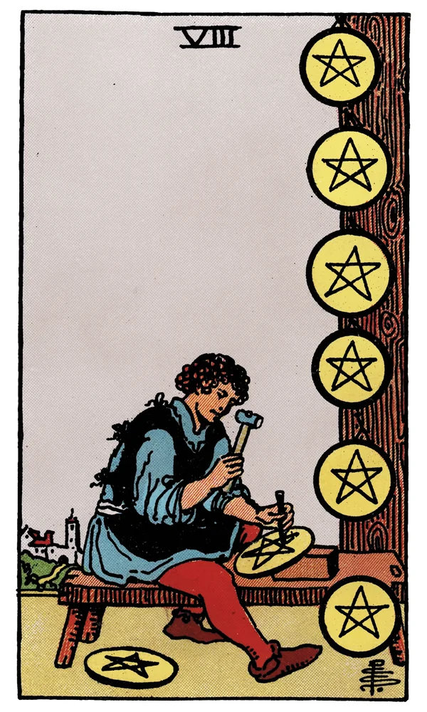 Tarot card Eight of Pentacles